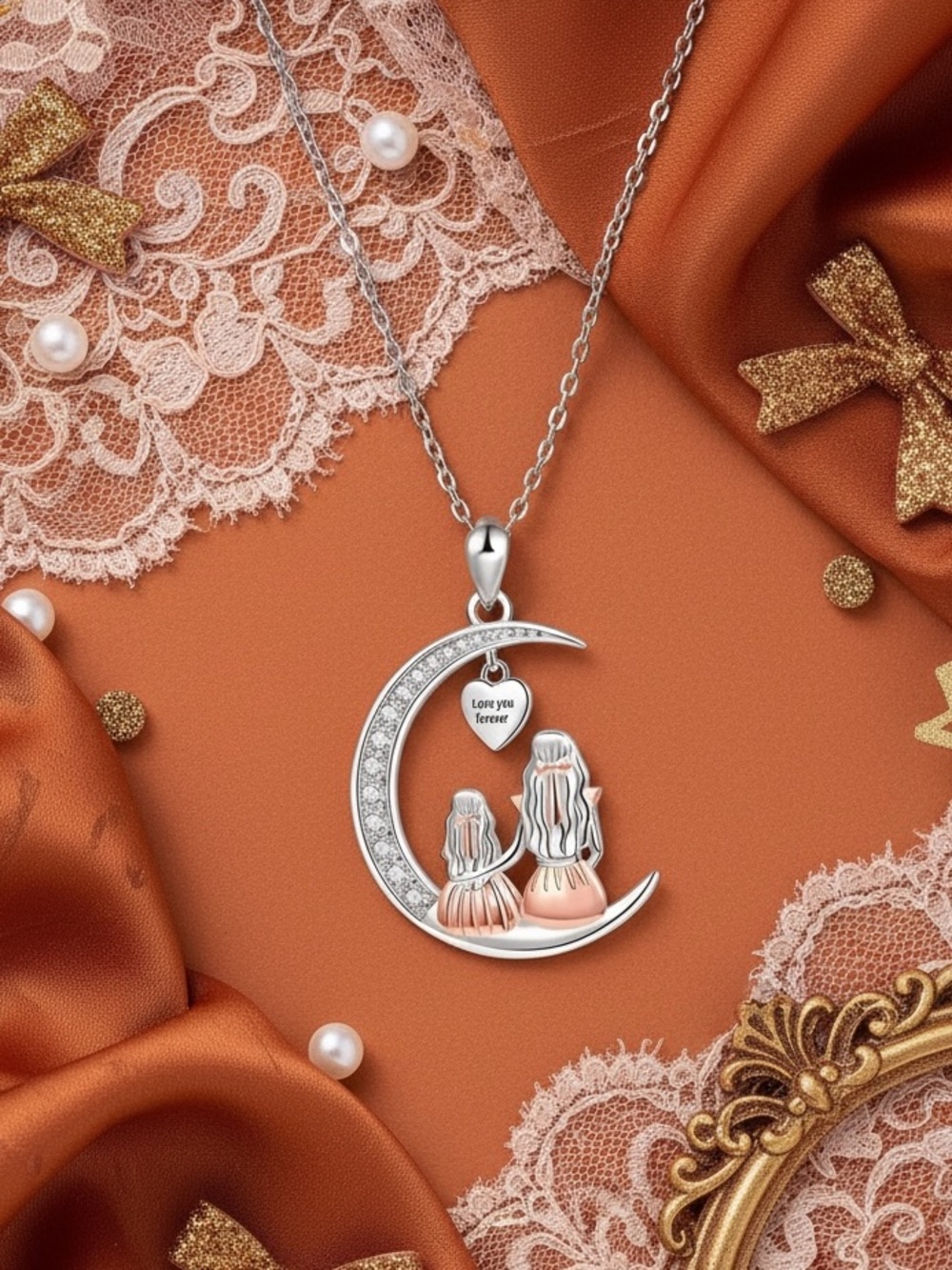 Mother & Daughter Love You Forever Necklace Sentimental Coquette Bling Glam